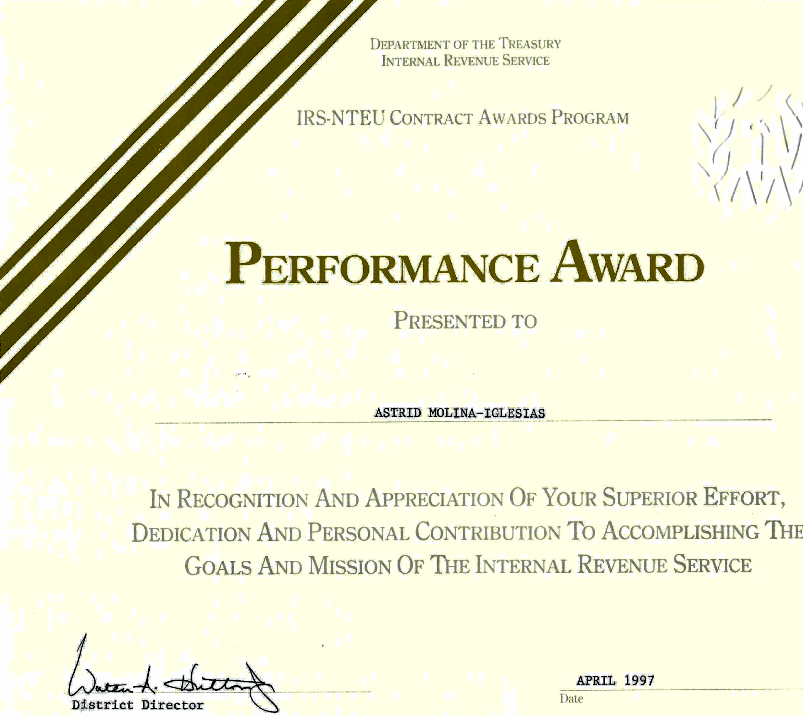 Department of the Treasury Internal Revenue Service